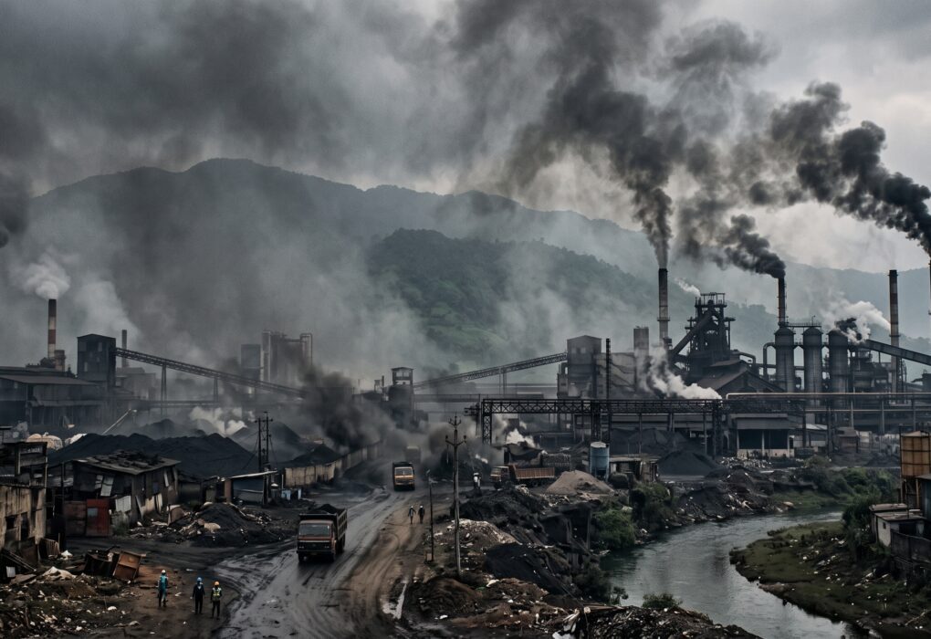 i want an image on Meghalaya's Byrnihat Pollution Crisis