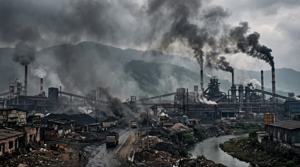 i want an image on Meghalaya's Byrnihat Pollution Crisis