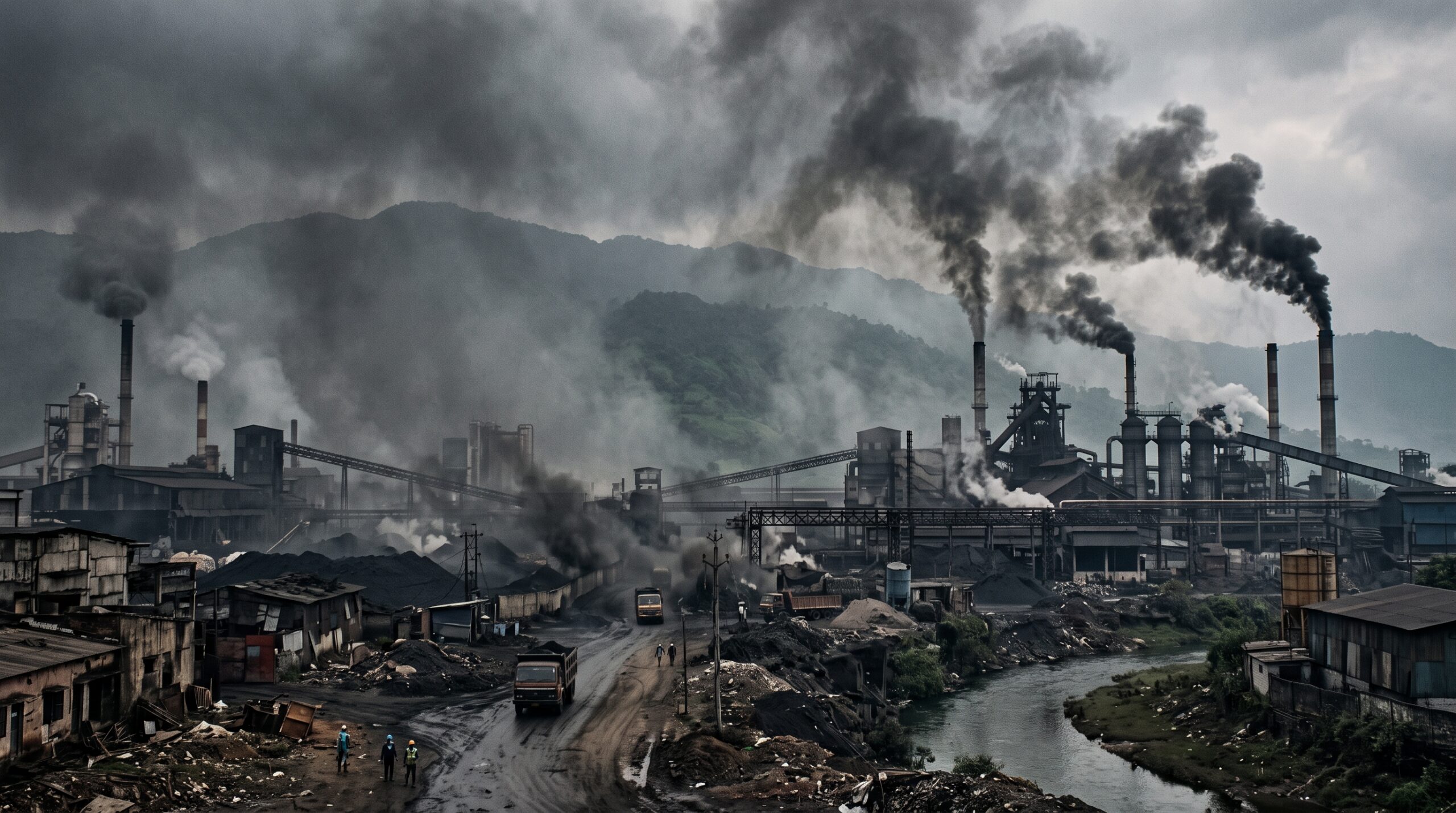 i want an image on Meghalaya's Byrnihat Pollution Crisis