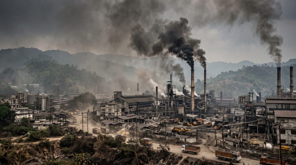 i want an image on  Meghalaya's Byrnihat Pollution Crisis